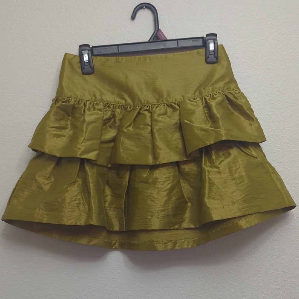 Olive Green Tiered Ruffle Mini Skirt  XS- Women